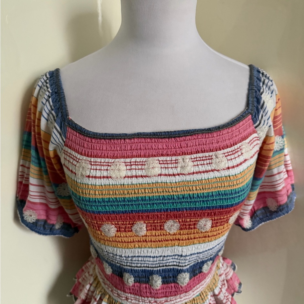 Tularosa Revolve Smocked Rainbow Stripe Crop Top sz M - Picture 3 of 8